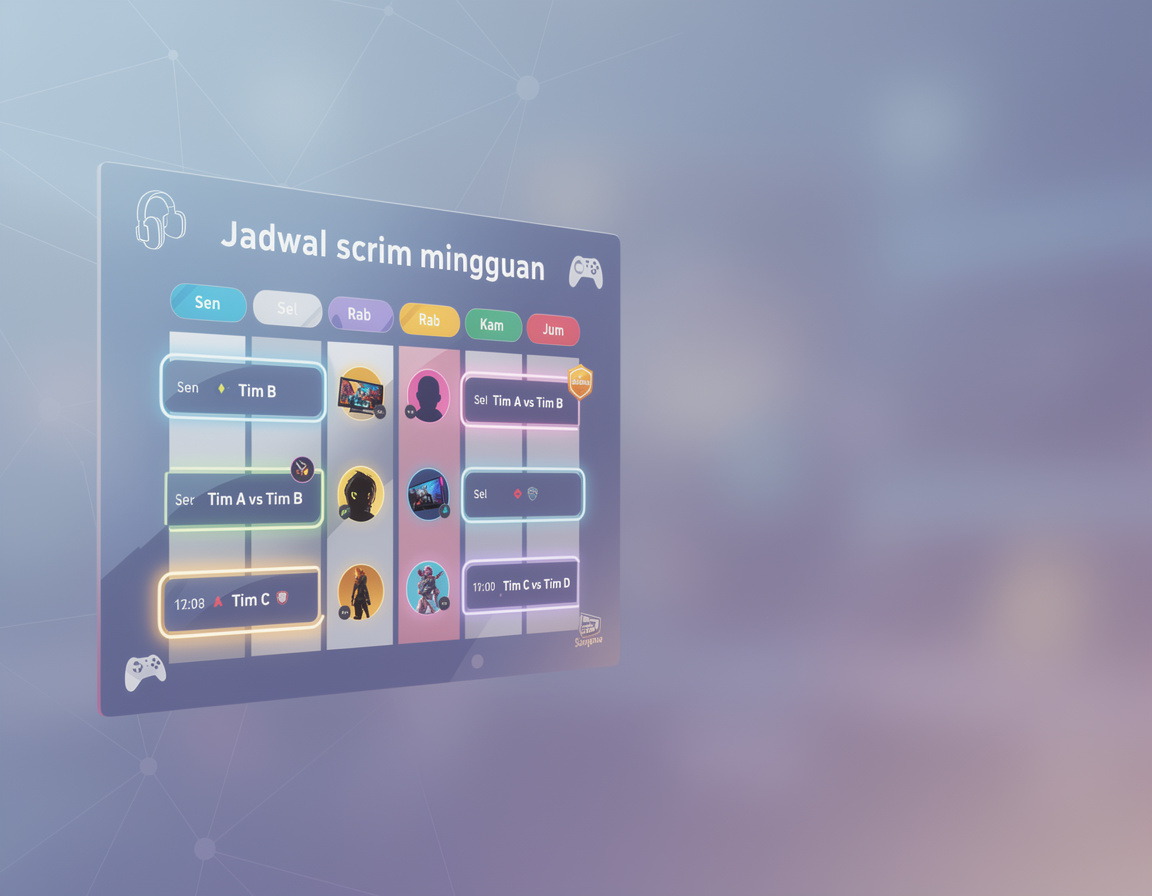 Ilustrasi jadwal scrim mingguan untuk turnamen game online SARJANA4D